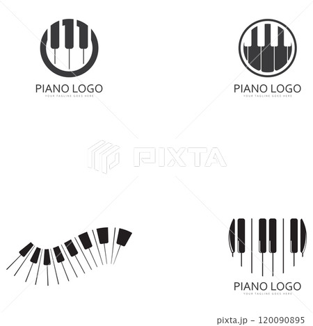 Piano keyboard logo design vector template 120090895