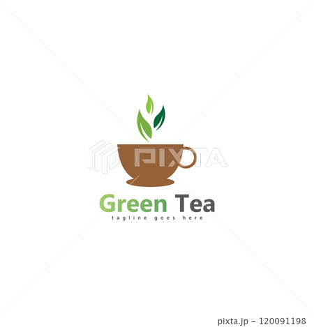 coffee shop logo template design  green tea logo 120091198