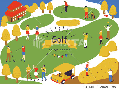 ゴルフを楽しむ人達 120091199