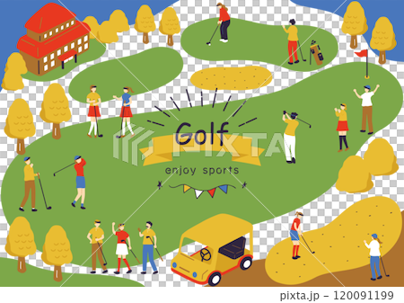 ゴルフを楽しむ人達 120091199