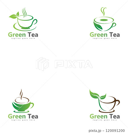 coffee shop logo template design  green tea logo 120091200
