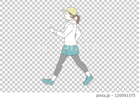 ウォーキングする女性のシンプルイラスト 120091375