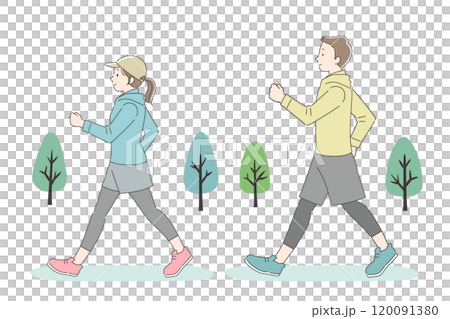 Illustration of men and women walking in the park 120091380