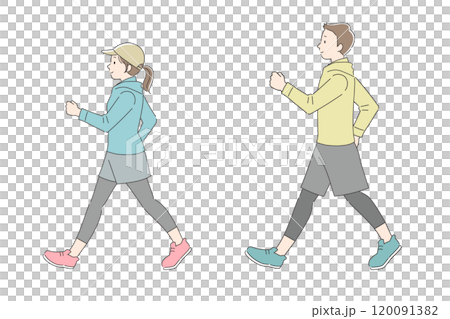 一個男人和一個女人走路的插圖 一個男人和一個女人走路的插圖 120091382