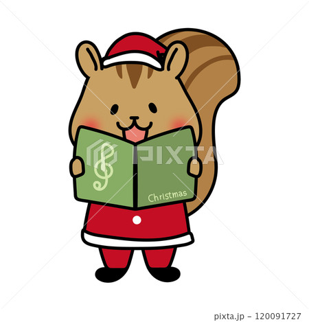 クリスマスに歌をうたっているリス 120091727
