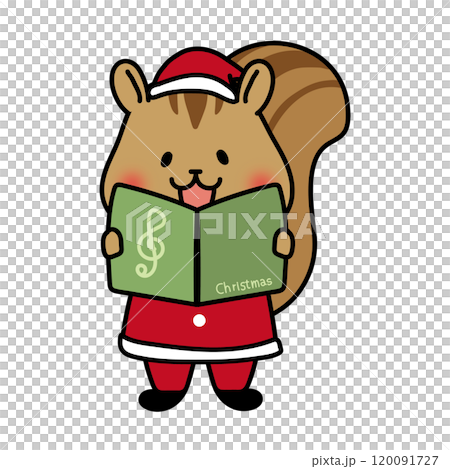 クリスマスに歌をうたっているリス 120091727