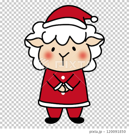 穿著聖誕老人服裝的羊 120091850