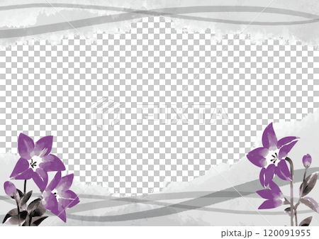 桔梗の墨絵イラストテンプレート 桔梗の墨絵イラストテンプレート 120091955