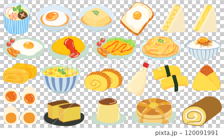 卵料理のイラストセット エッグ ベクター素材 120091991
