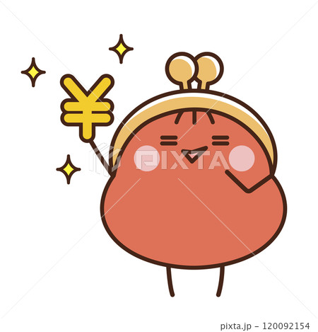 円マークを持ってニヤニヤしているおサイフさん／￥ 120092154