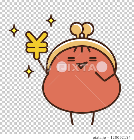 円マークを持ってニヤニヤしているおサイフさん／￥ 120092154