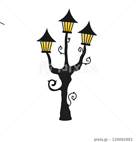 A tree with three lights on top of it 120092883