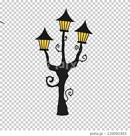 A tree with three lights on top of it 120092883