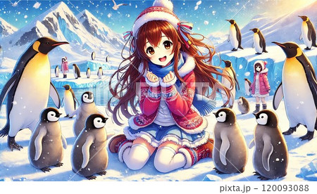 ペンギンと遊ぶ美少女 120093088
