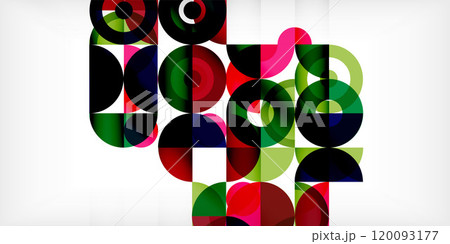 Minimal geometric abstract background. Circle square and triangle design. Trendy techno business template for wallpaper, banner, background or landing 120093177