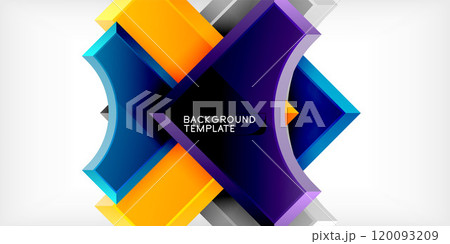 Square, arrow shapes with round elements Vector Illustration For Wallpaper, Banner, Background, Card, Book Illustration, landing page 120093209