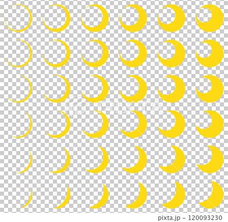 月の満ち欠け、三日月のアイコンのベクターイラストセット 月の満ち欠け、三日月のアイコンのベクターイラストセット 120093230