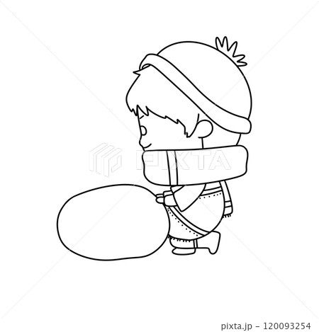 A boy is holding a large white object and walking A boy is holding a large white object and walking 120093254