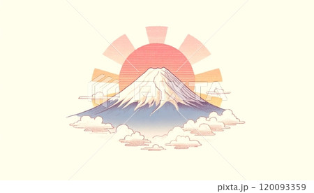 富士山と太陽 富士山と太陽 120093359