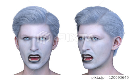 男性ヴァンパイアの顔クローズアップ 120093649