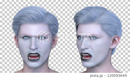 男性ヴァンパイアの顔クローズアップ 120093649