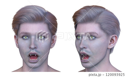 男性ヴァンパイアの顔クローズアップ 120093925