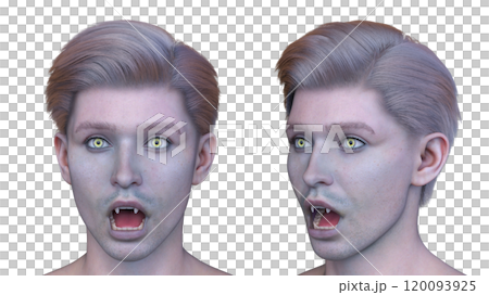 男性ヴァンパイアの顔クローズアップ 120093925