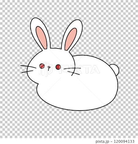 A cartoon rabbit with red eyes and a pink nose 120094133