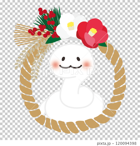 蛇（白色）從注連繩中探出頭來 120094398