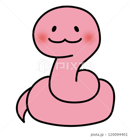 手描きイラスト オリジナル【白へび＊ピンク×ブルー】 手描きイラスト