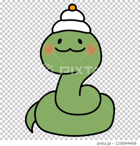 A snake with a kagami mochi on its head A snake with a kagami mochi on its head 120094406