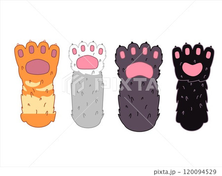 Feline car animal paws collection different breed colorful fluffy fur pet paw foot kitten design icons set bundle Feline car animal paws collection different breed colorful fluffy fur pet paw foot kitten design icons set bundle 120094529