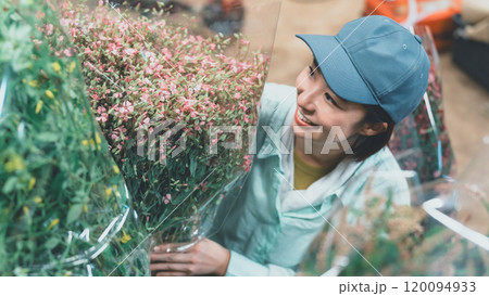 花き農家の出荷作業 花き農家の出荷作業 120094933