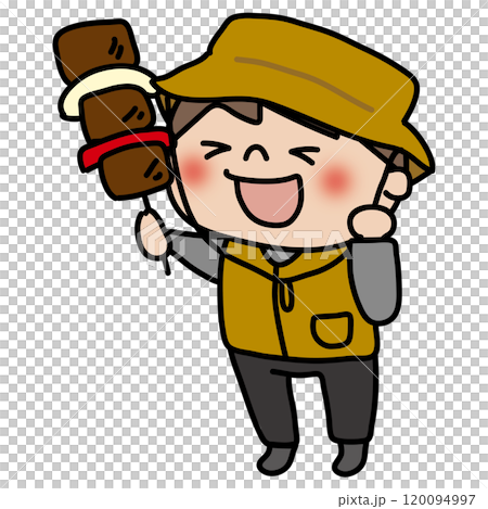 Boys enjoying a barbecue at camp 120094997