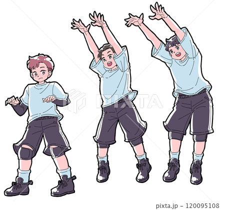 ブロックをする男の子のイラストセット ブロックをする男の子のイラストセット 120095108