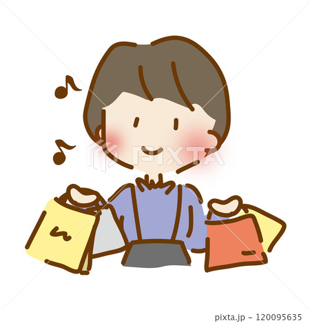 たくさん買い物をしてルンルンしているゆるくて可愛い女の子 たくさん買い物をしてルンルンしているゆるくて可愛い女の子 120095635