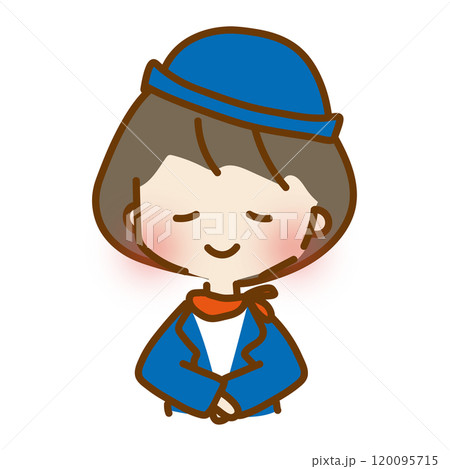 お辞儀をするゆるくて可愛いバスガイド お辞儀をするゆるくて可愛いバスガイド 120095715