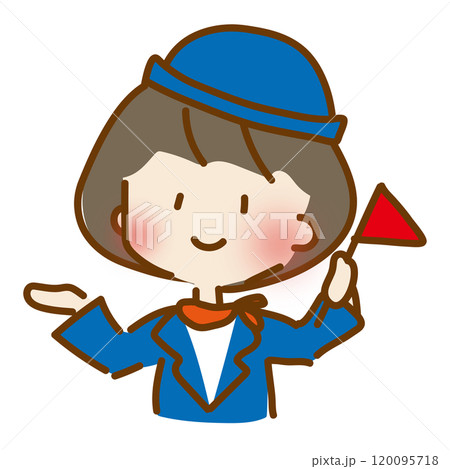 旗を振って案内するゆるくて可愛いバスガイド 旗を振って案内するゆるくて可愛いバスガイド 120095718