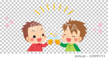Illustration of a cute little boy having a toast Vector White background Clip art 120095721