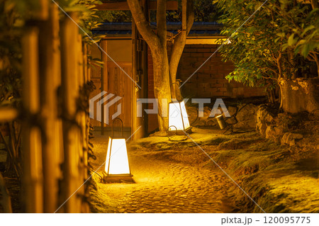 秋の京都 風情がある夜の「ねねの小径」 秋の京都 風情がある夜の「ねねの小径」 120095775