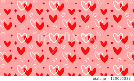 かわいいハートのシームレスパターンの背景イラスト 120095888