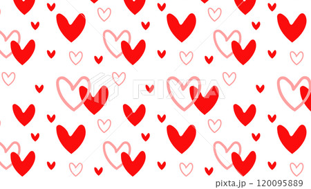 赤いハートのシームレスパターン 120095889