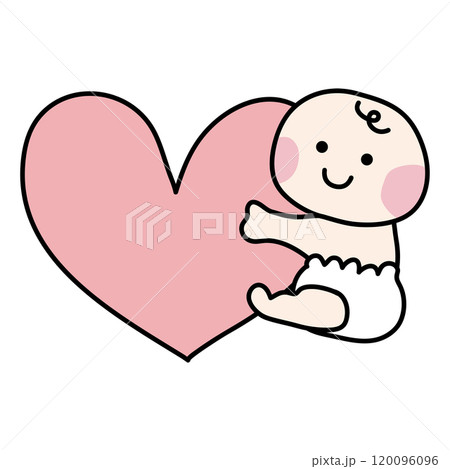 ピンクのハートを持っているほっぺの赤い赤ちゃん ピンクのハートを持っているほっぺの赤い赤ちゃん 120096096