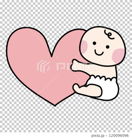 ピンクのハートを持っているほっぺの赤い赤ちゃん ピンクのハートを持っているほっぺの赤い赤ちゃん 120096096