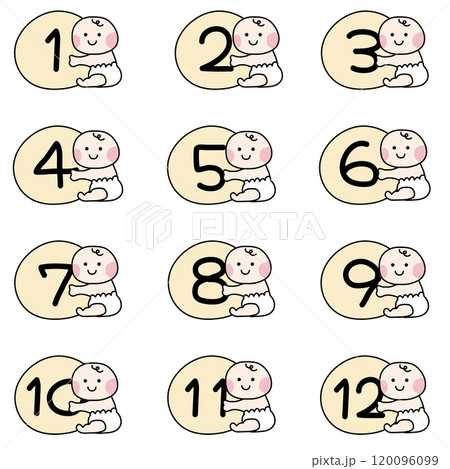 数字を持っているほっぺの赤い赤ちゃんセット 数字を持っているほっぺの赤い赤ちゃんセット 120096099