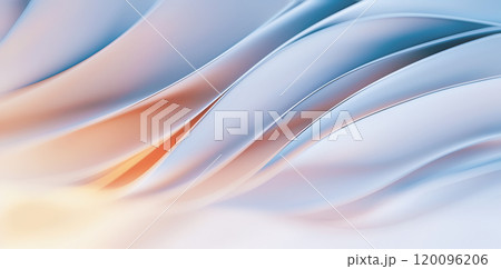 Gentle waves of blue and coral intertwine, creating a serene and calming atmosphere in soft, natural light. 120096206