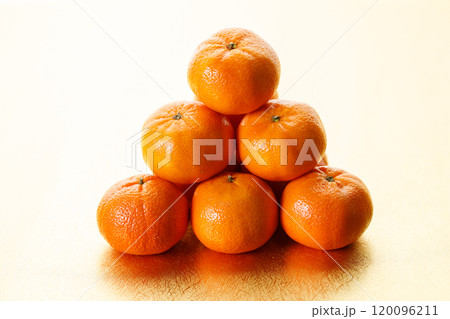 Tangerine oranges on golden background for celebration Lunar New Year 120096211