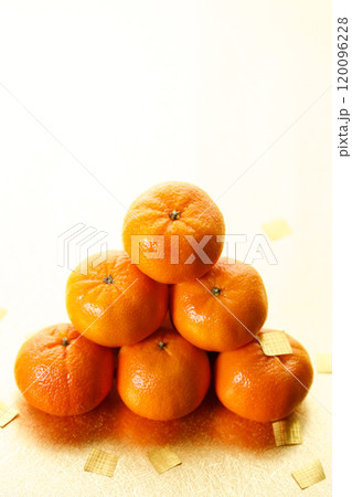 Tangerine oranges on golden background for celebration Lunar New Year 120096228