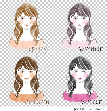 Personal color 4 seasons image women's watercolor style illustration set 120096256