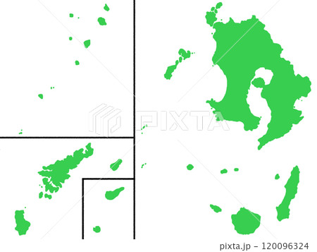 少しゆるい鹿児島県地図 フチなし 120096324